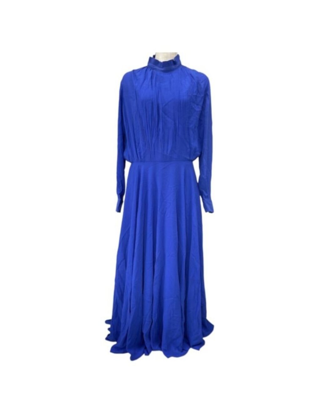 Louis Vuitton Long Pleated Dress Silk Blue